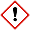 Picto identifiant un produit chimique nocif (pouvant provoquer un empoisonnement à forte dose), irritant pour la peau, les yeux ou les voies respiratoires.